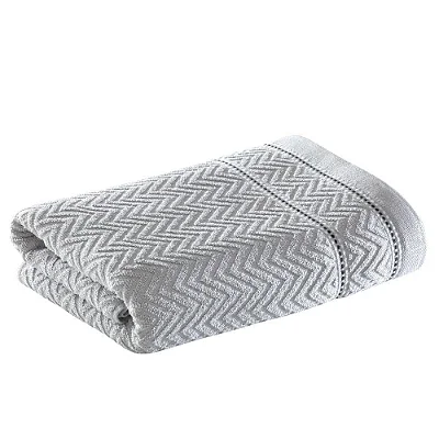 T BANHO FAT JACQUARD CHEVRON CINZA 80X150