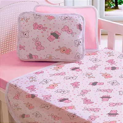 JG CAMA SUL VIVALD BABY 3PCS BICHINHOS ROSA