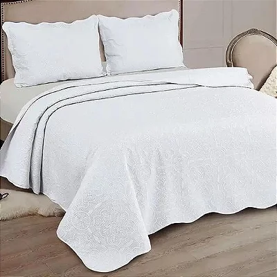 KIT COLCHA CAM MARROCOS KING 280X260 BRANCO 3PÇS
