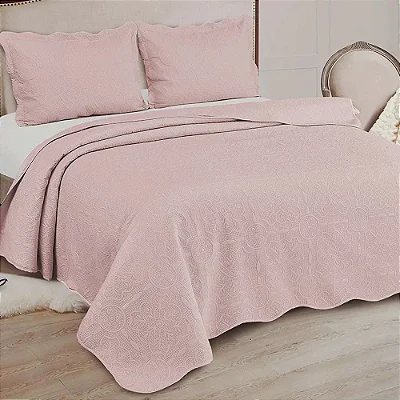 KIT COLCHA CAM MARROCOS KING 280X260 ROSE 3PÇS