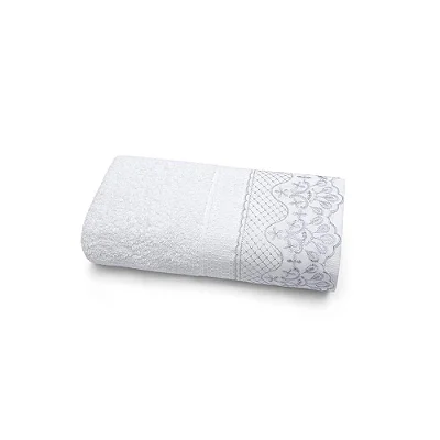 TOALHA ROSTO BOU MELODY RENDA GERUSA BRANCA 01 70X1,40