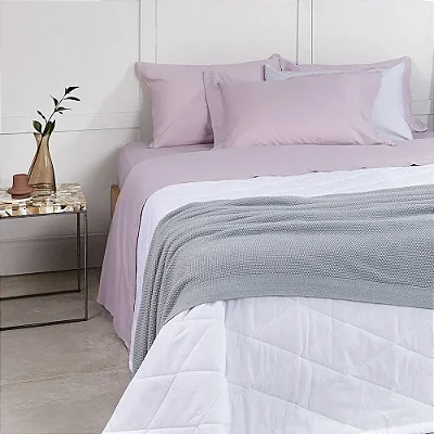 Jogo de Cama Buddemeyer Bud Basic Percalle Casal Rosa 4 peças 180 fios