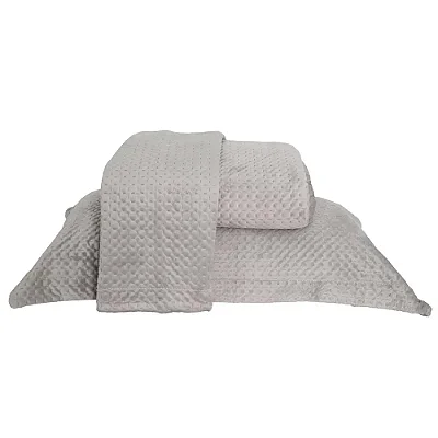 Kit Colcha Niazitex Ultrassonica Estocolmo 280x260 King Prata 3 Peças