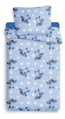 Jogo de Cama Jolitex Toque de Seda Disney Stitch Solteiro Azul 2 Peças