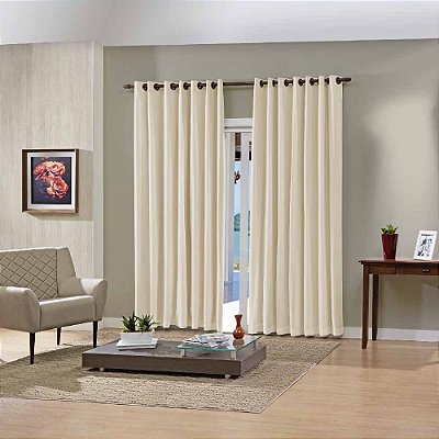 Cortina Bella Janela Duplex 420x280 Liso Cromo Areia