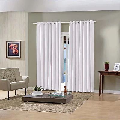 Cortina Bella Janela Duplex 420x280 Liso Cromo Branco