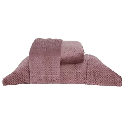 Kit Colcha Niazitex Estocolmo Queen Rosa Queimado 3 Peças