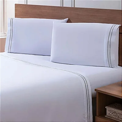 Jogo de Cama Niazitex Percal Soft 300 Basics Queen Prata 4 Peças