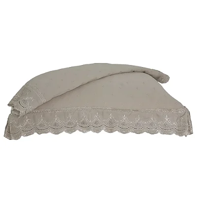 Porta Travesseiro Niazitex Percal Soft 300 Rendado 2 Peças Manteiga