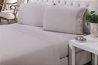 Jogo de Cama Percal Soft Niazitex 300 Fios Casal Prata