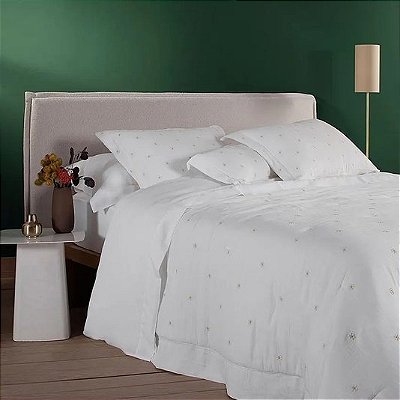Kit Colcha Buddemeyer Luxus Floretta King Branco 3 Peças