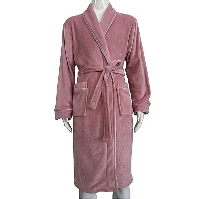 Roupão Niazitex Toque de Seda Prime M rose/branco
