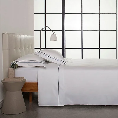 Jogo de Cama Buddemeyer Sublime Queen Branco Ponto Cheio Azul Marinho 4 Peças