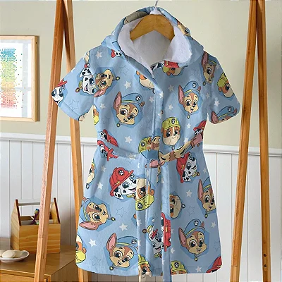 Roupão Dohler Infantil Velour Estampado Licenciado Capuz PBB Patrulha Canina 11