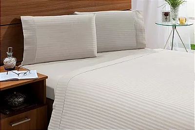 Jogo de Cama Niazitex 300 Fios Stripe Queen Manteiga 4pcs