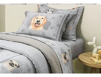 Jogo de Cama Karsten Dog Estampado 3pcs Solteiro