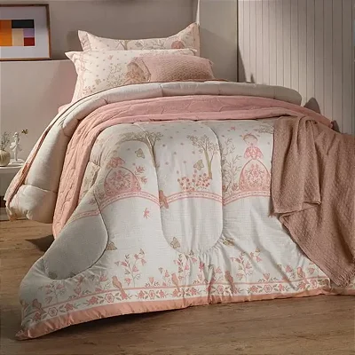 Edredom Karsten Emilia Estampado 180x250 Solteiro