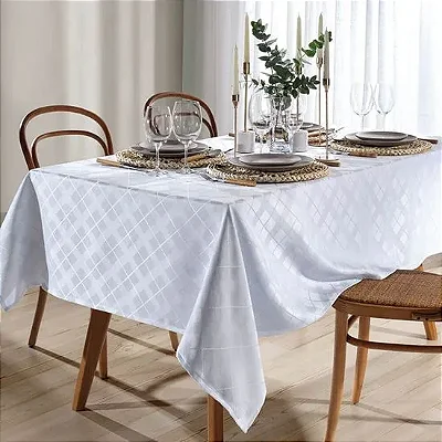 Toalha Mesa Dohler Jacquard Requinte II Liso Branco 160x310