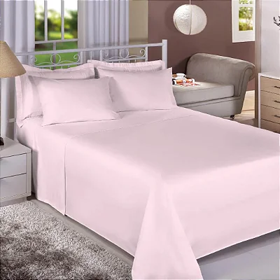 Jogo de Cama Estamparia Premium Linea 180 Fios Solteiro 7936 Rosa Claro 3pcs