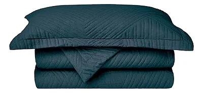 Kit Colcha Camesa Virtuos Solteiro 160x240 Marinho 2 Peças