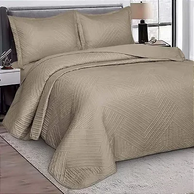 Kit Colcha Camesa Virtuos Casal 220x240 Bege 3 Peças
