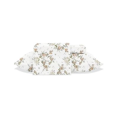Jogo Cama Jolitex Toque De Seda Floral Casal Branco 4Pcs