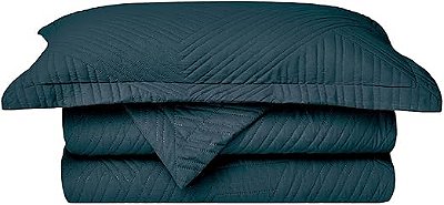 Kit Colcha Camesa Virtuos Casal 220x240 Marinho 3 Peças