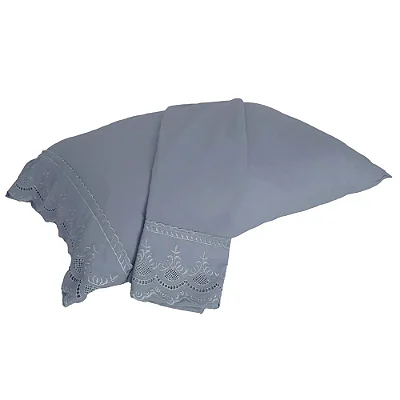 Fronha Niazitex Percal Soft 300 Rendado 2 Peças Azul