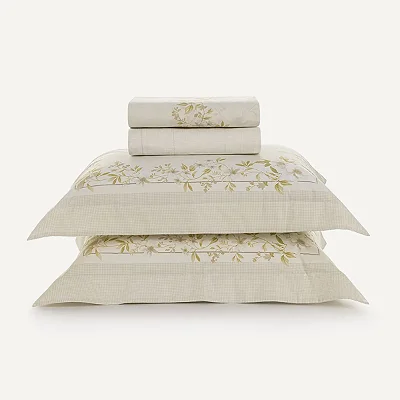 Jogo Cama Karsten Eva Queen 200 Fios 100% Algodão 4Pçs