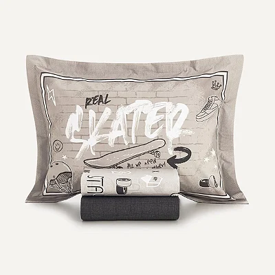 Jogo Cama Karsten Skate Solteiro 200 Fios 100% Algodão 3 Pçs