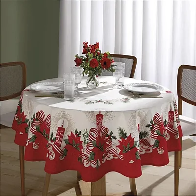 Toalha Mesa Dolher Athenas Estampado 160 Redonda 4 Lugares Natal 120