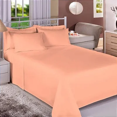 Jogo Cama Estamparia Premium Plus 100%Algodão Queen des 7789 Salmão 4Peças
