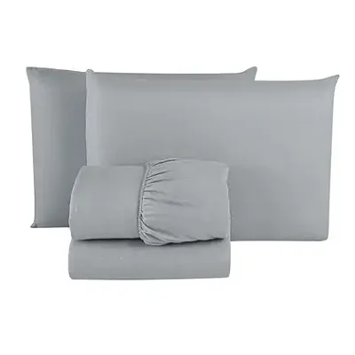 Jogo Cama Estamparia Premium Plus 100% Algodão Queen Des 7894 Cinza 4 Peças