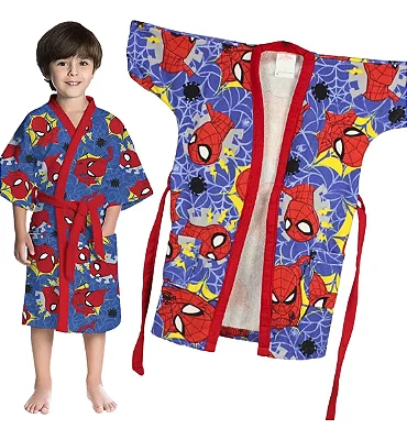 Roupao Lepper Aveludado Infantil Quimono Est Spider Man G