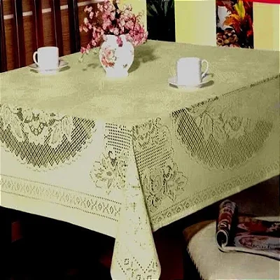 Toalha Mesa Beija Flor Renda 150X150 Bege