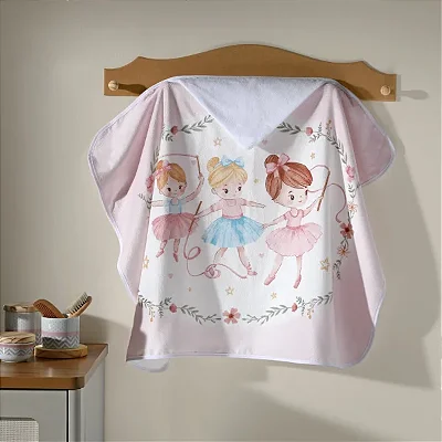 Toalha Banho Dohler Velour Estampado Capuz 90X70 Bailarina 06