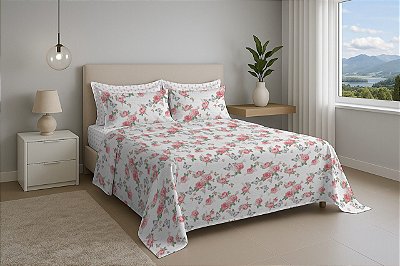 Jogo Cama Estamparia Premium Linea 180 Fios Casal Des 7950 compose 4 Peças