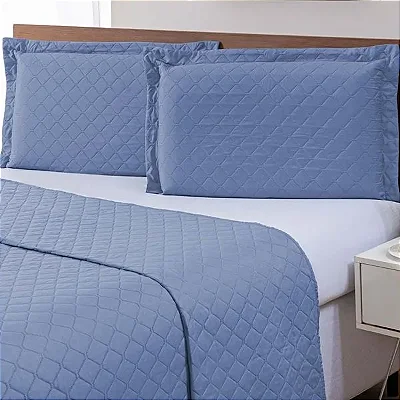 Kit Colcha Niazitex Ultrassonica Basics 280x260 King Azul Denim 3 Peças