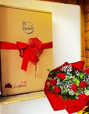 Box Presente com Buque de 6 Rosas Vermelhas