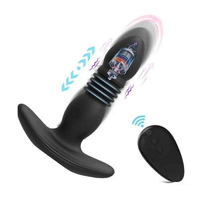 Plug Anal com Vai e Vem e Controle Recarregável