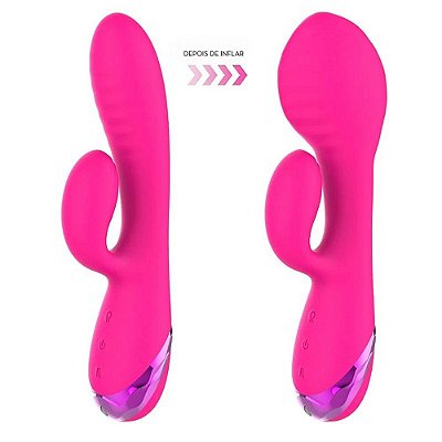 Vibrador com estimulador clitoriano integrado e função inflável - Recarregável