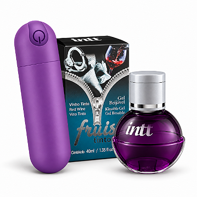 Vibrador Bullet Recarregável + Gel Beijável Fruit Sexy Vinho