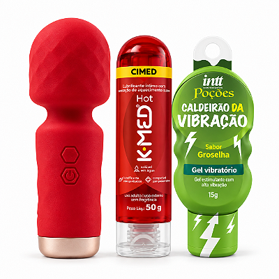 Mini Varinha Recarregável + Excitante Caldeirão da vibração + K-med Hot