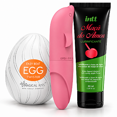 Kit Masturbador EGG, Vibro Golfinho e Gel Beijável.