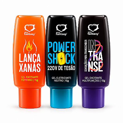 Kit de Géis Excitantes Lança Xanas Power Shock 220 V e In Transe