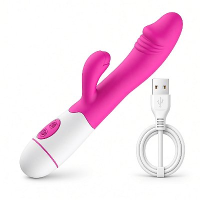 Vibrador rabbit recarregável em silicone.