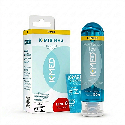 Kit K-Med Lubrificante K-Med Ice 50g + K-misinha Invisível 8un.
