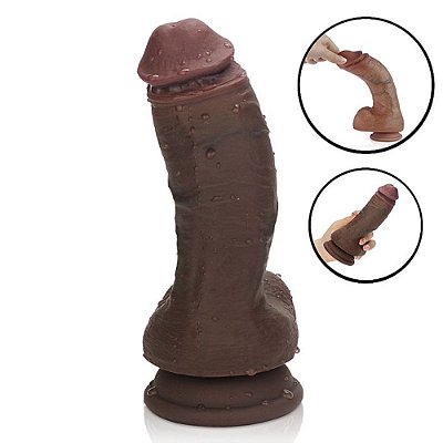 Pênis Premium Curvado Marrom com Ventosa 20,7x5,3cm