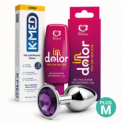 Kit anal completo: InDolor Facilitador anal e Lubrificante K-med com Plug M