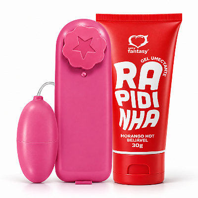 Kit Vibro a pilha com Lubrificante Hot Morango 30g